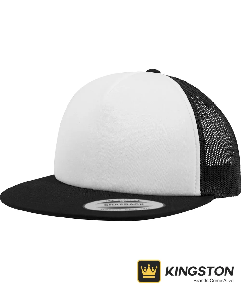 Flexfit by Yupoong Foam Trucker with White Front 6005FW in Black/White/Black