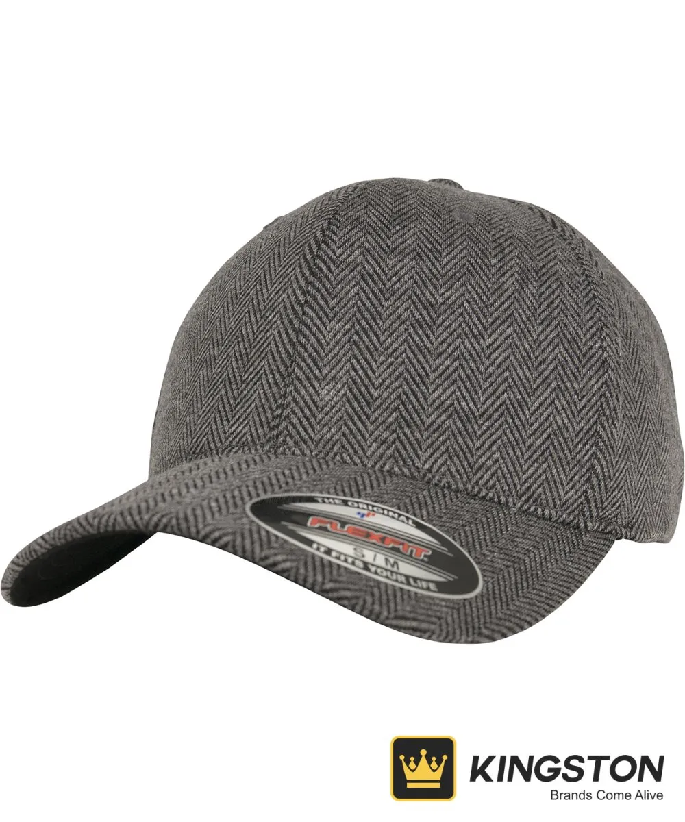 Flexfit by Yupoong Herringbone Melange Cap 6277HM in Black/Heather Grey